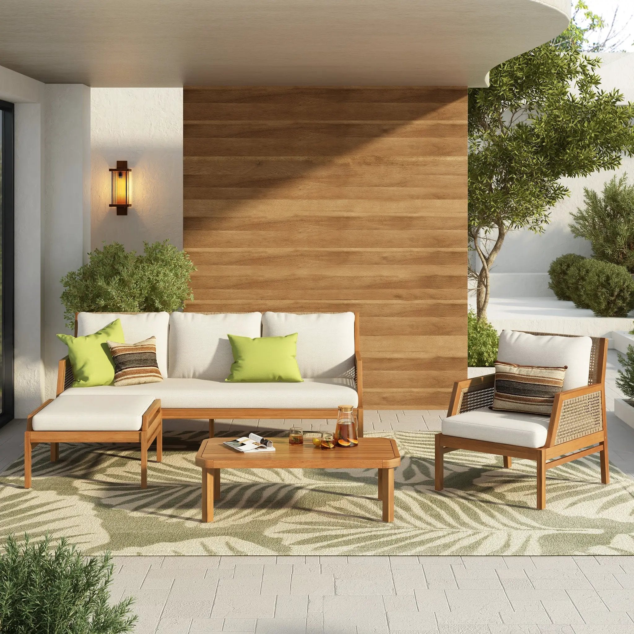 4 Piece Acacia Wood Patio Furniture Set by HouseOfZazla