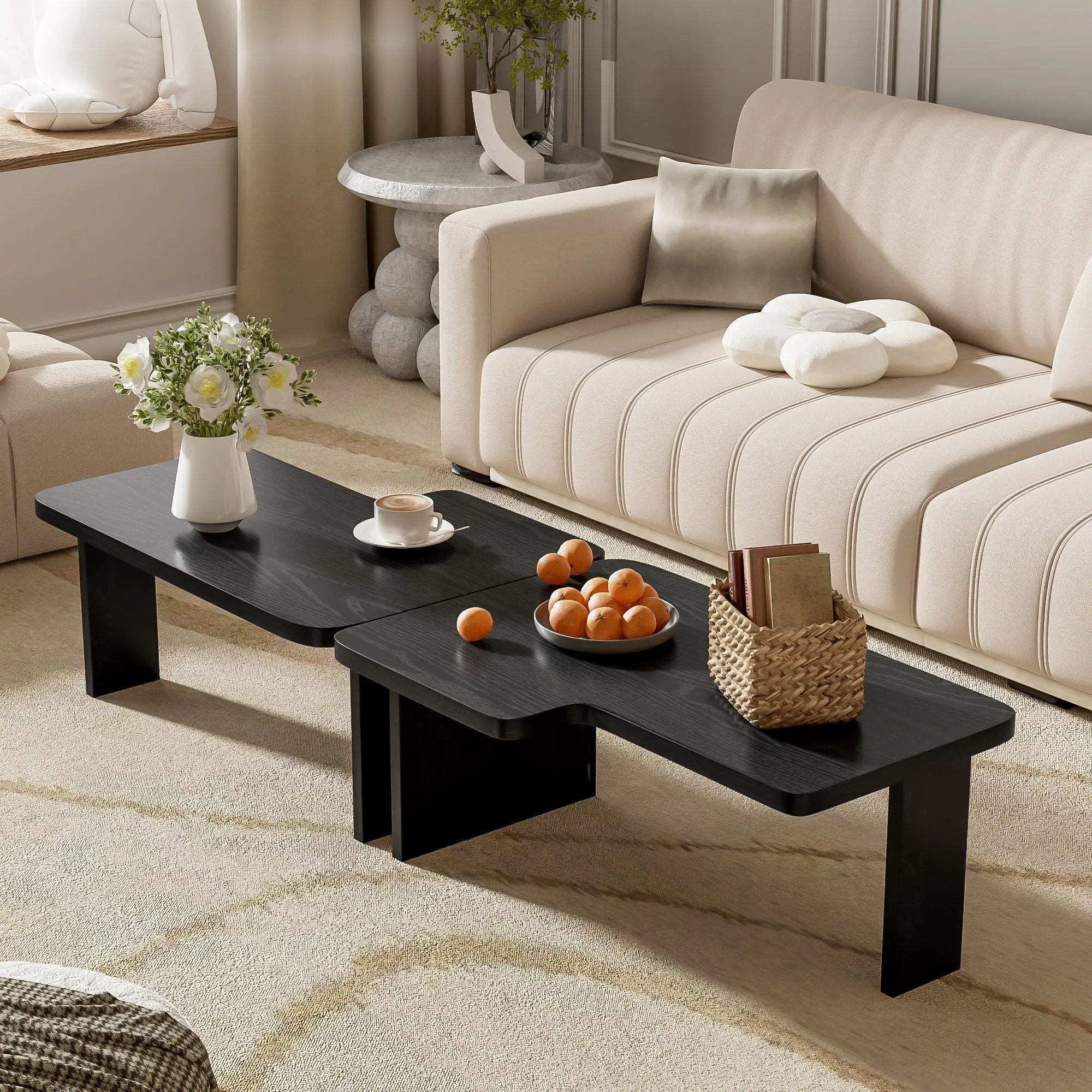 Modern Minimalist Coffee Table Set With Splicing Design by Unique Piece Furniture