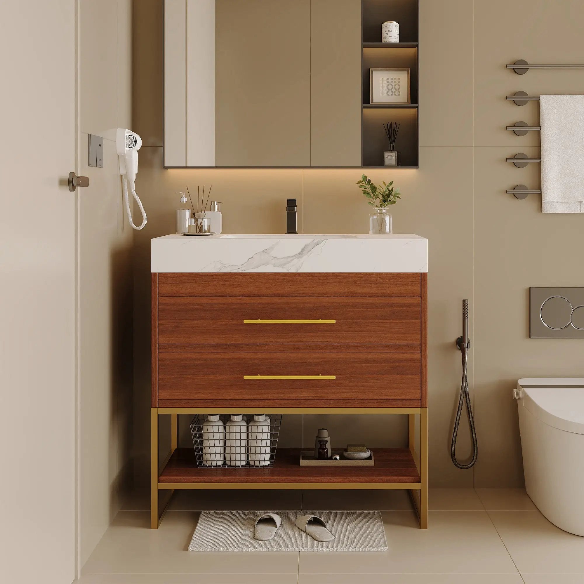 29.9" Modern Free-standing Bathroom Vanity with Sintered Stone Top by HouseOfZazla