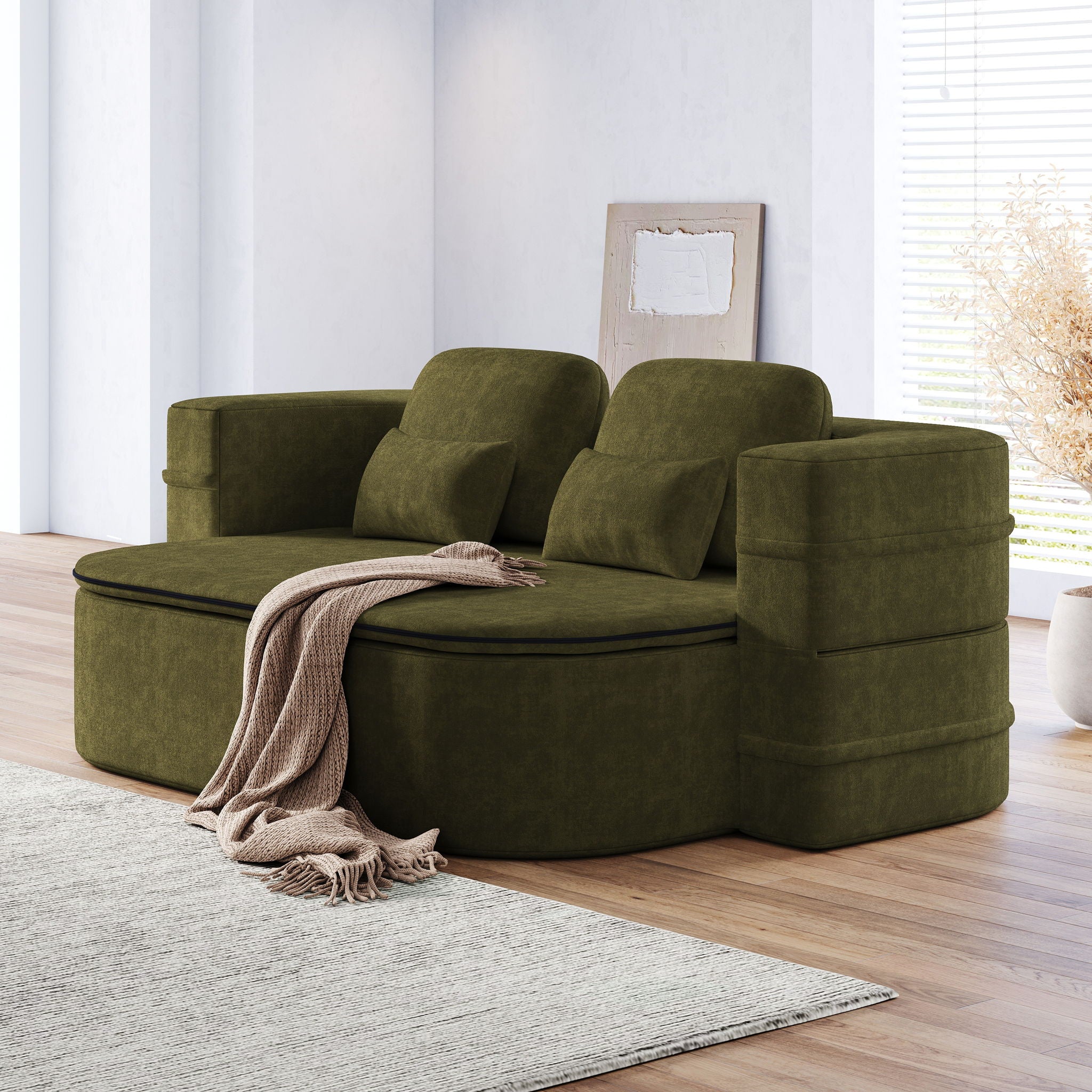 2 In 1 Foldable Sofa Bed With Multi Functional Blanket, Floor Lounge Sofa by HouseOfZazla