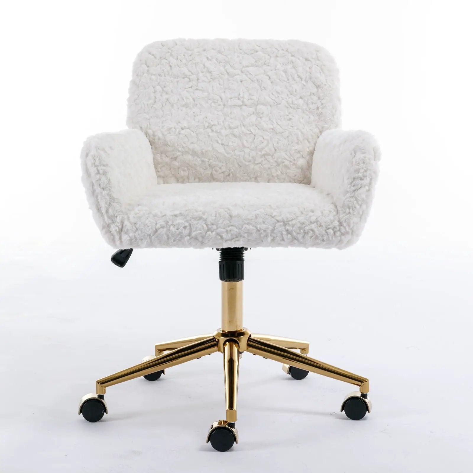 Office Chair, Artificial Rabbit Hair Home Office Chair With Metal Base, Adjustable Desk Chair Swivel Office Chair, Vanity Chair by HouseOfZazla