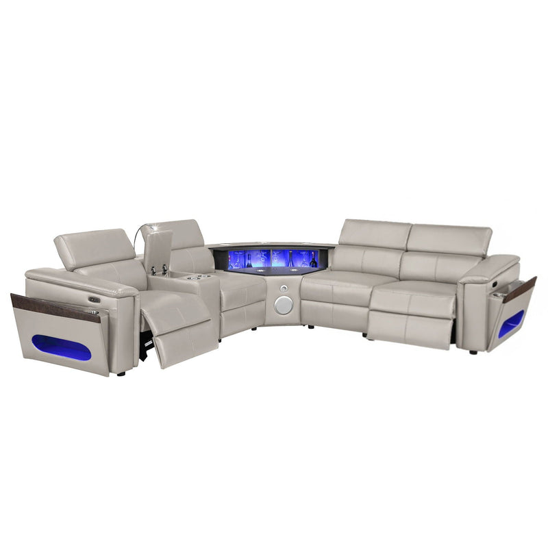Nova - Sectional With Bluetooth Speaker, LED And Lifting Wine Cabinet by HouseOfZazla