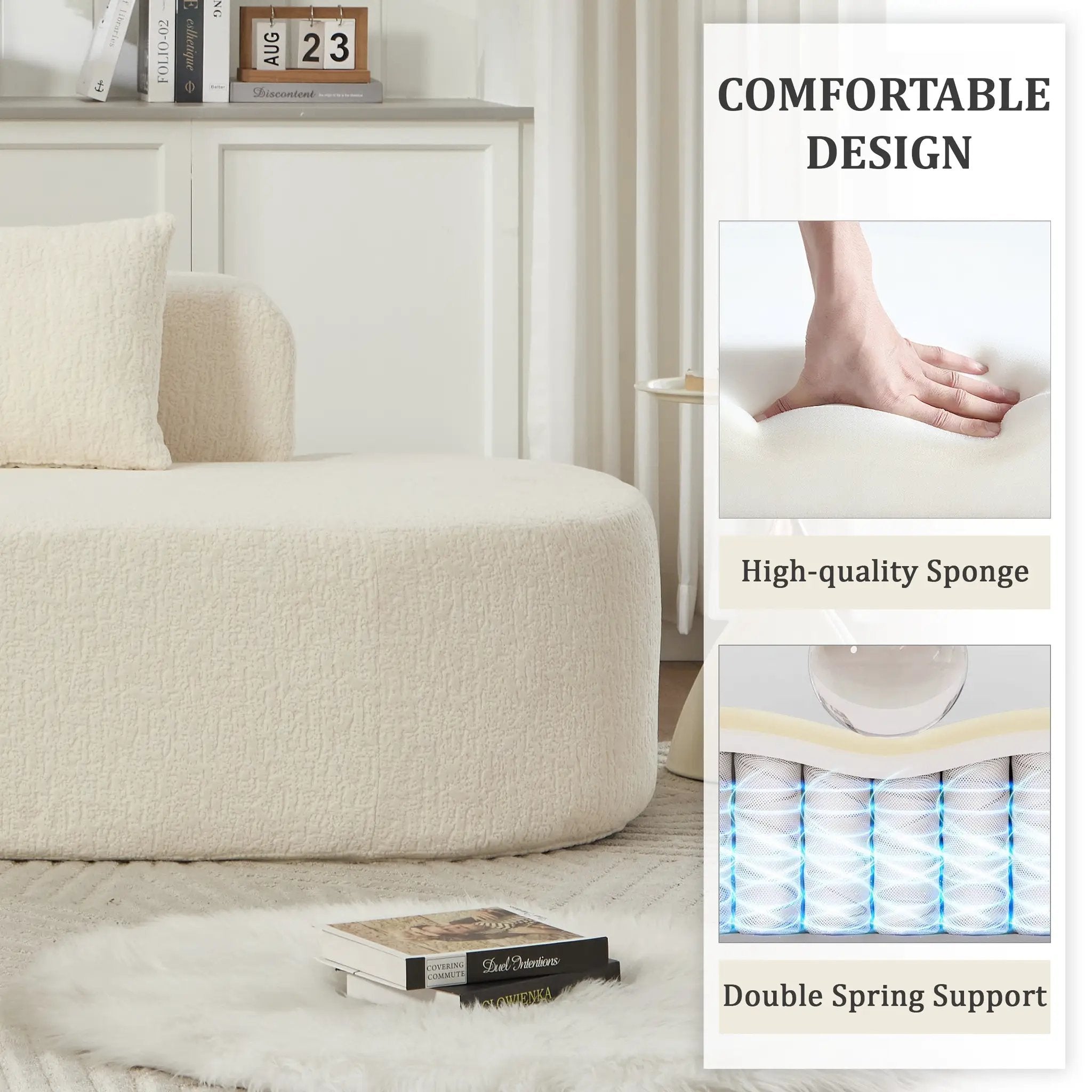 Boneless Couches for Living Room - White by HouseOfZazla
