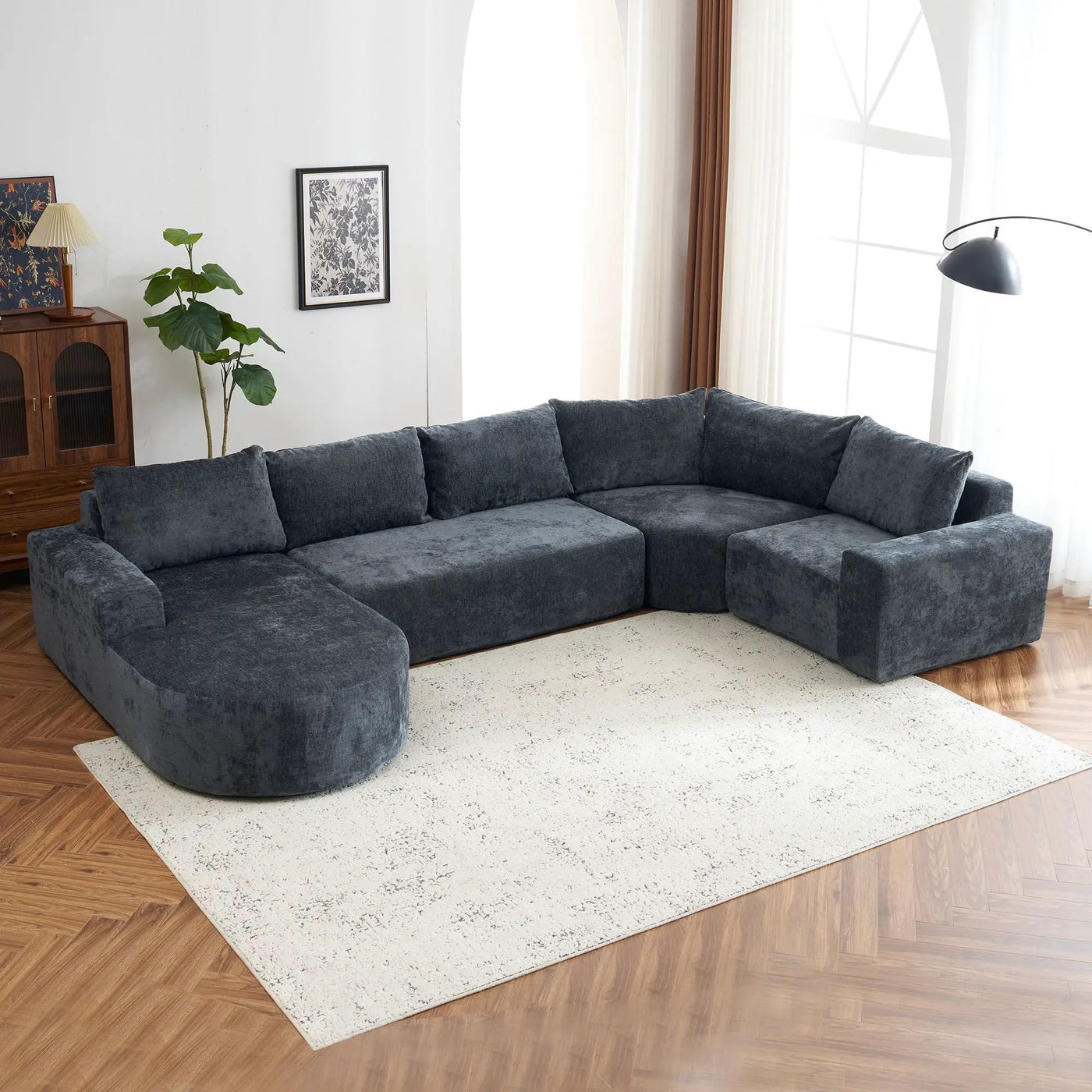 U-Shaped Oversized Modular Cloud Sectional Sofa With Deep Seat For Living Room by Unique Piece Furniture