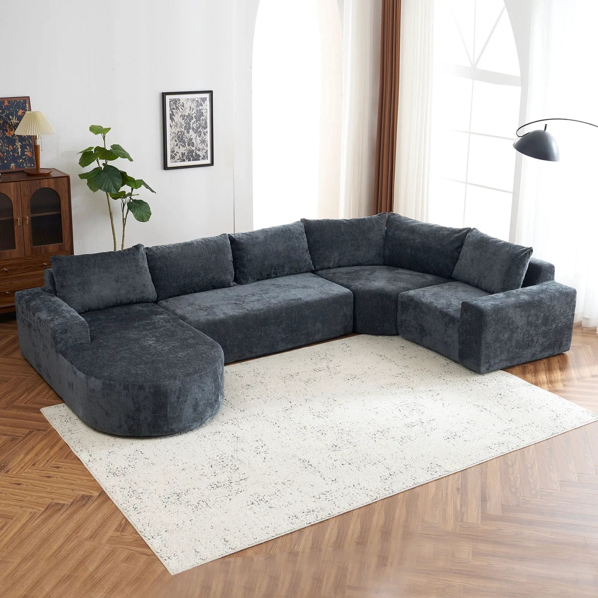U-Shaped Oversized Modular Cloud Sectional Sofa With Deep Seat For Living Room by Unique Piece Furniture