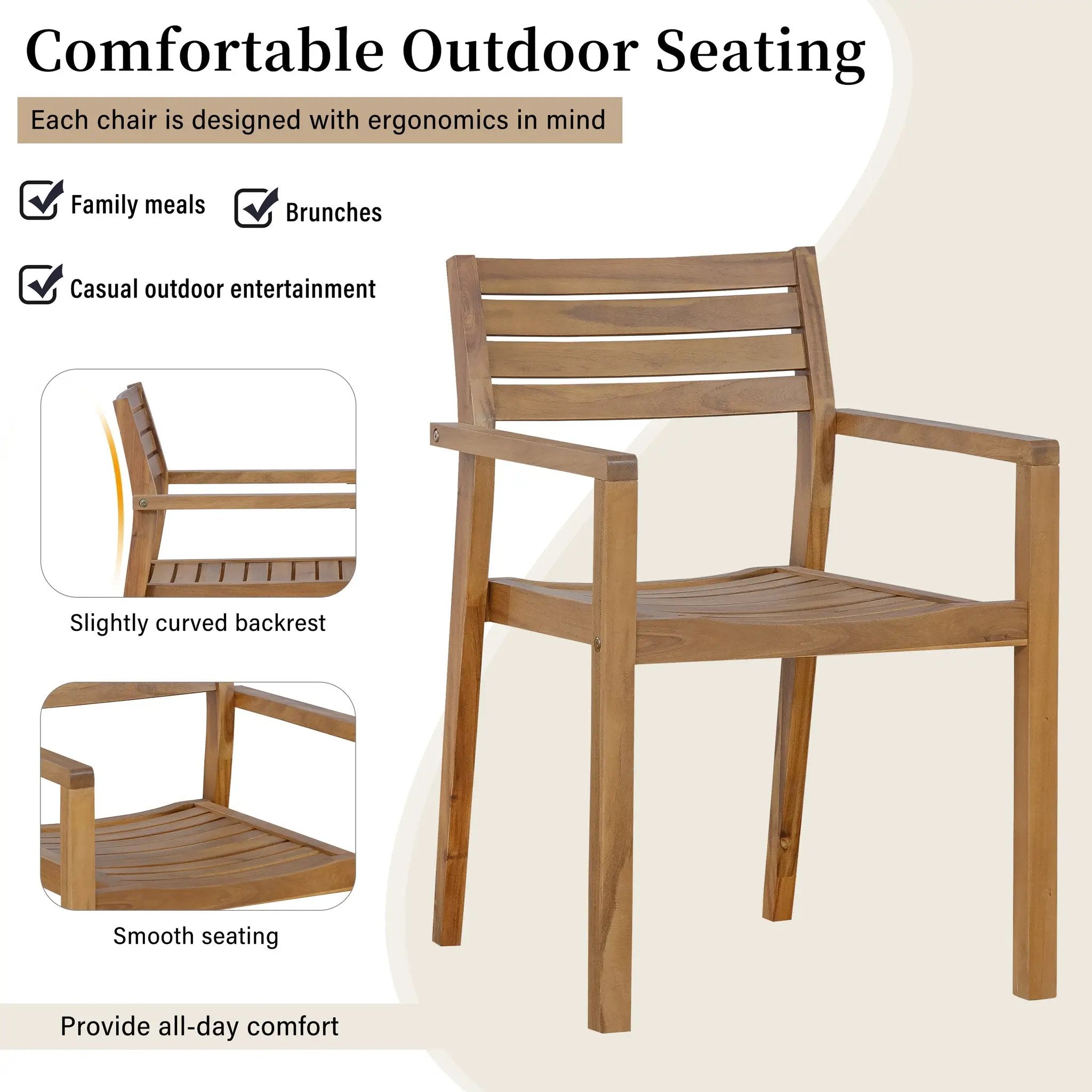 U_STYLE 5-Piece Outdoor Acacia Wood Dining Set by HouseOfZazla