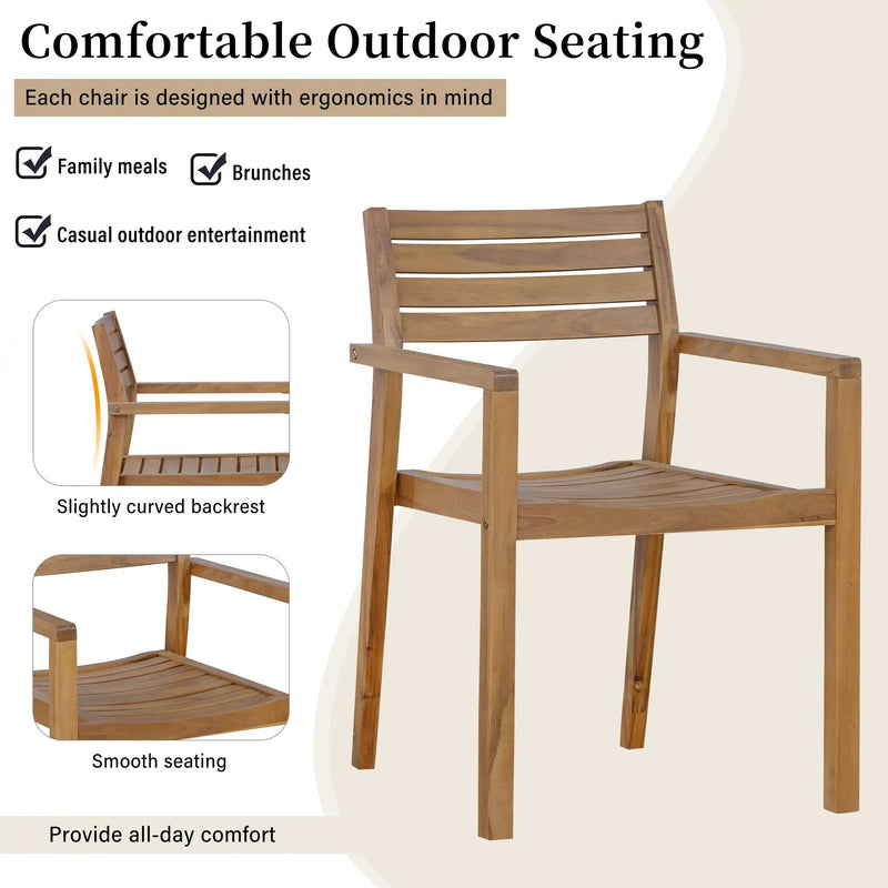 U_STYLE 5-Piece Outdoor Acacia Wood Dining Set by HouseOfZazla