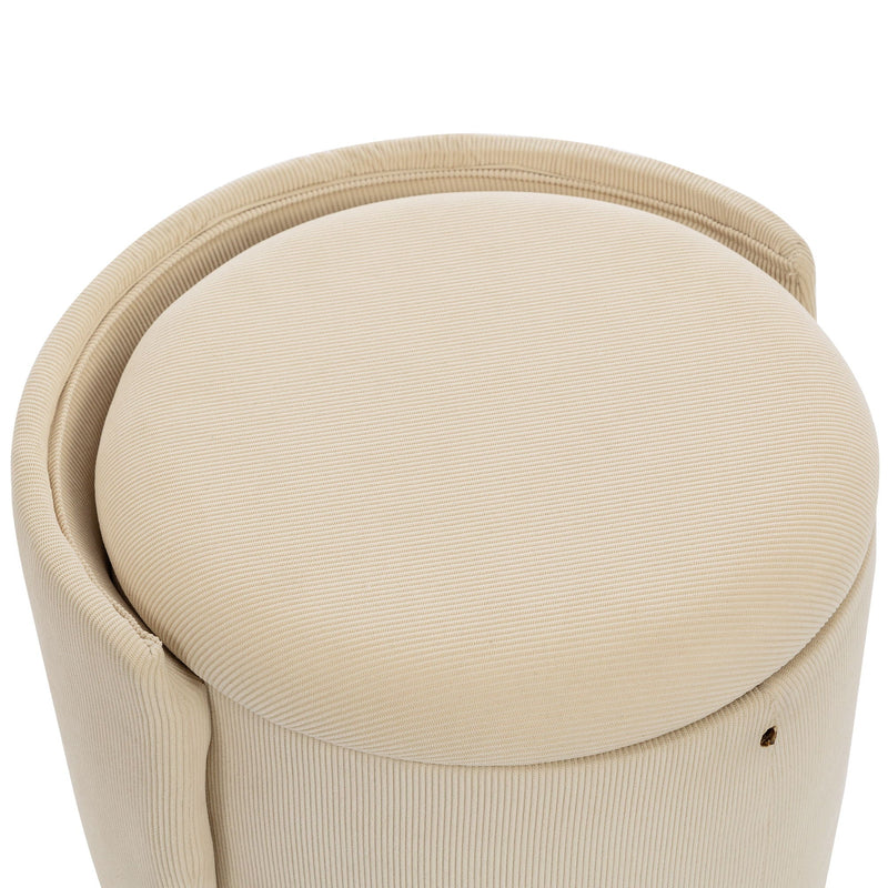Barrel Chair, Built In Storage, 360° Swivel - Beige by HouseOfZazla