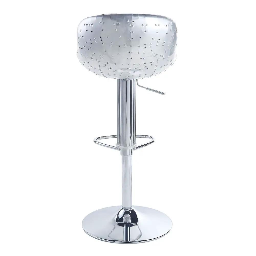 Brancaster - Adjustable Stool With Swivel - Vintage Brown Top Grain Leather & Aluminum by Unique Piece Furniture