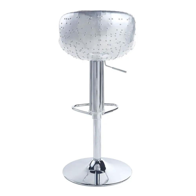 Brancaster - Adjustable Stool With Swivel - Vintage Brown Top Grain Leather & Aluminum by Unique Piece Furniture