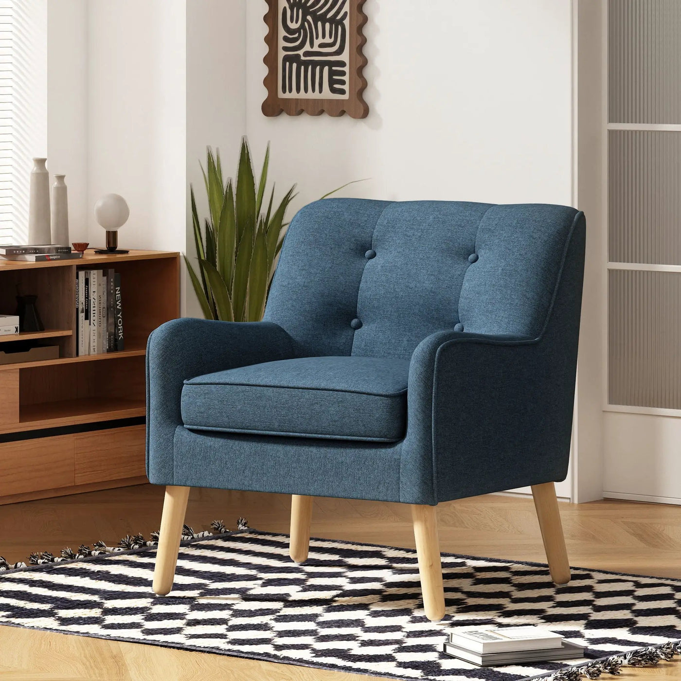 Modern Arm Chair With Tufted Back and Wooden Legs by HouseOfZazla
