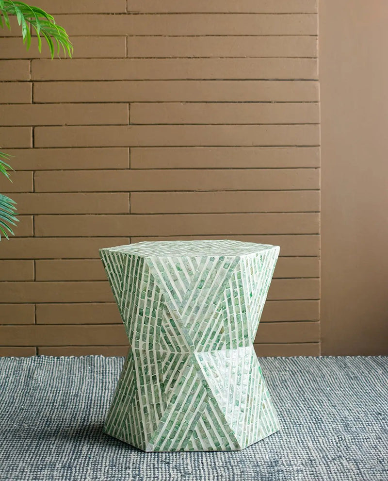 19x19x20" Tapered Green Pedestal Stool by HouseOfZazla