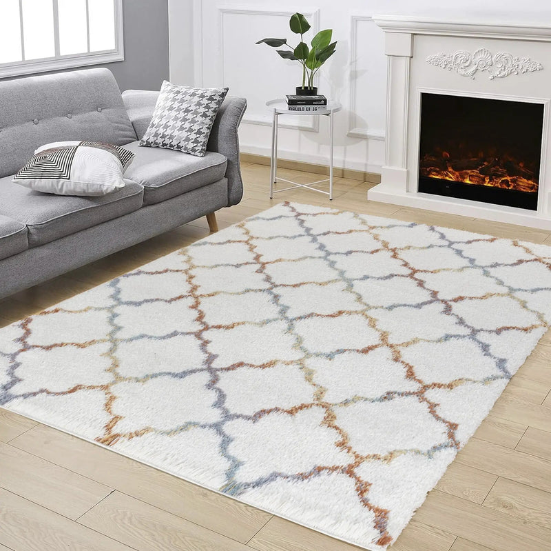 Loft Shag - 7'10" X 9'10" Shaggy Area Rug Polypropylene - Ivory by HouseOfZazla
