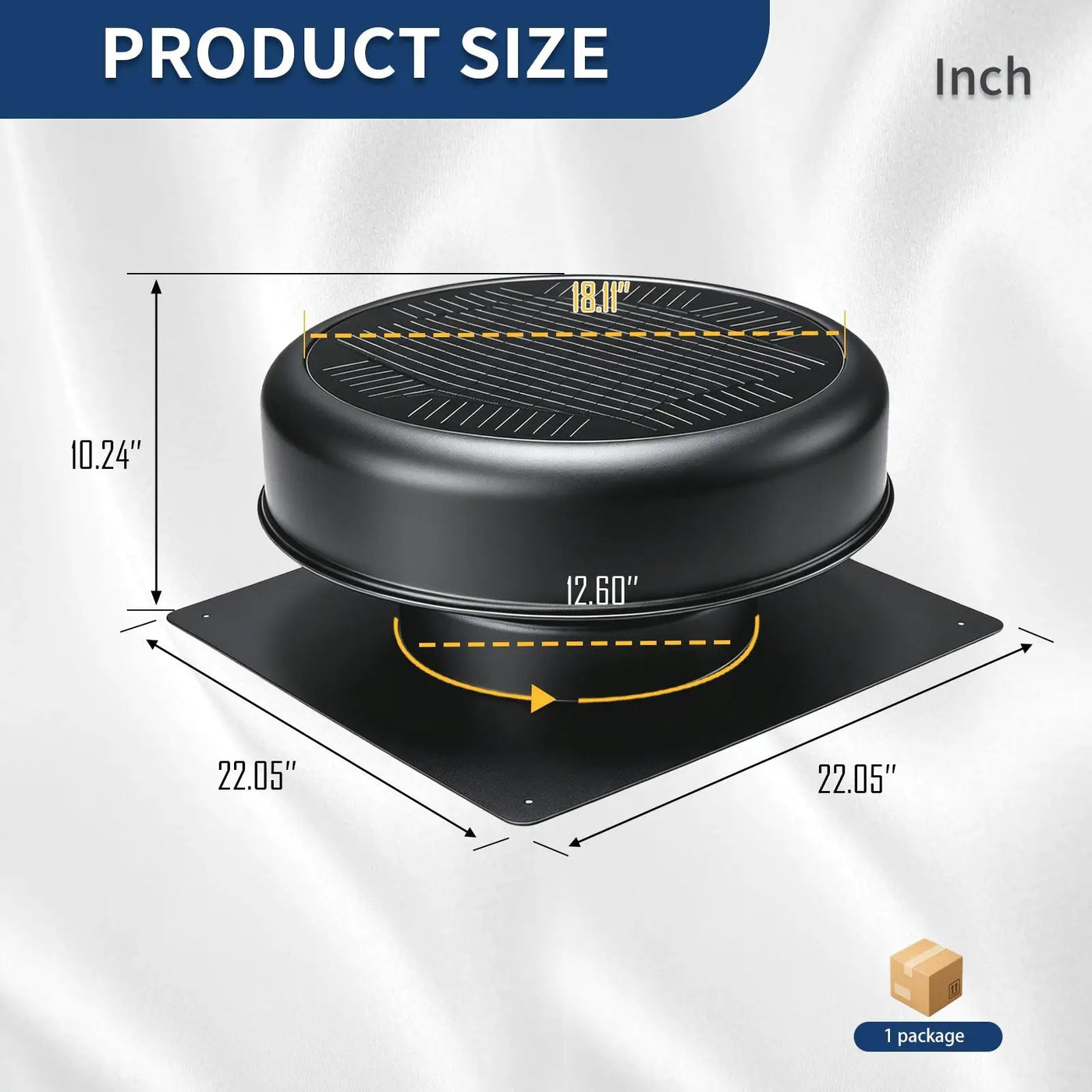 12" Flush Mount Round Solar Roof Vent Fan, 30W Dual Power by HouseOfZazla