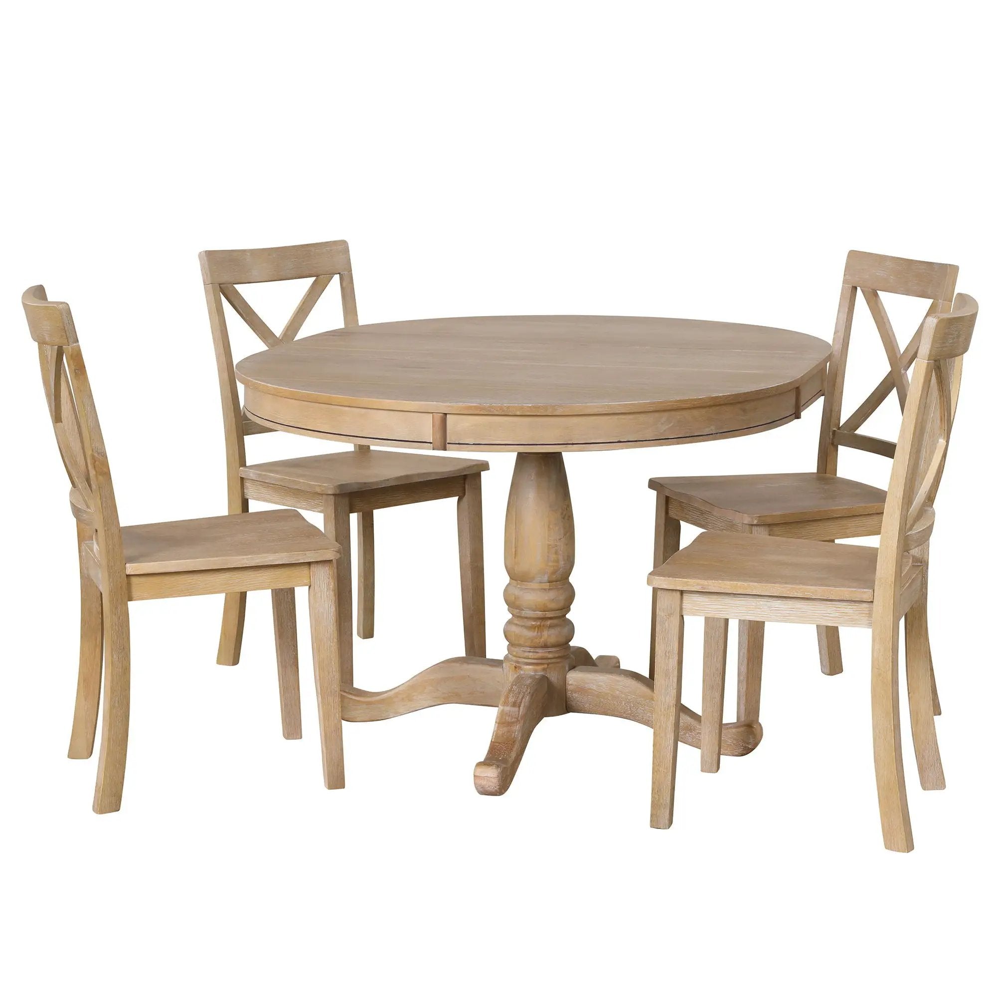 Modern Dining Table Set For 4, Round Table And 4 Kitchen Room Chairs, 5 Piece Kitchen Table Set For Dining Room, Dinette, Breakfast Nook by HouseOfZazla