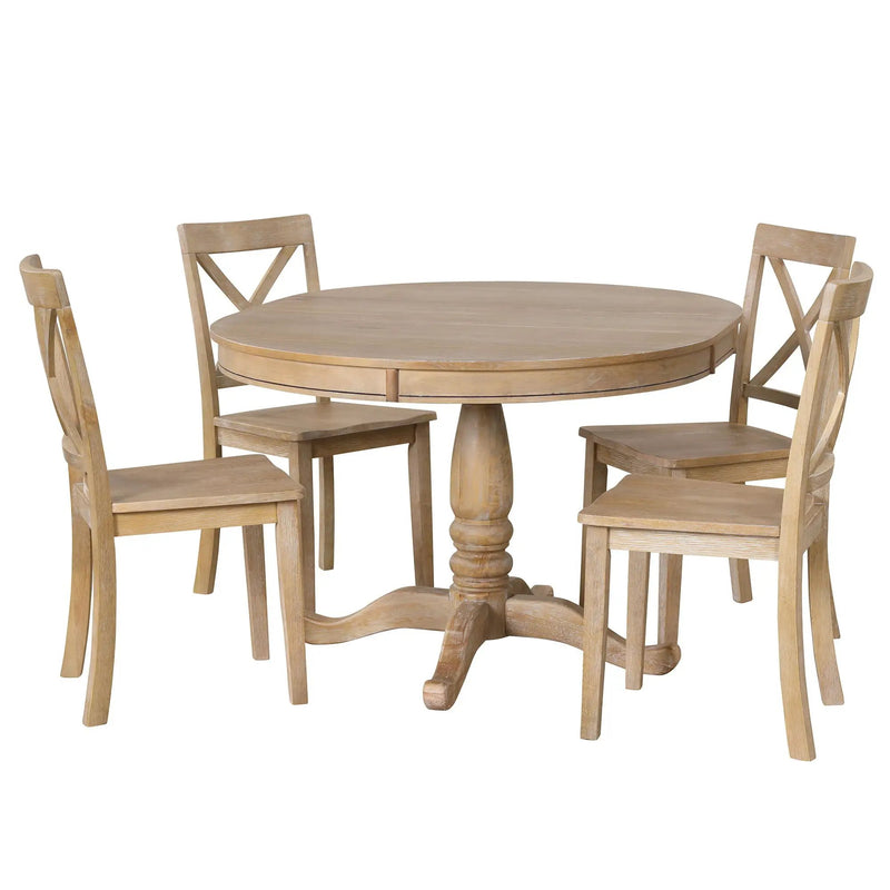 Modern Dining Table Set For 4, Round Table And 4 Kitchen Room Chairs, 5 Piece Kitchen Table Set For Dining Room, Dinette, Breakfast Nook by HouseOfZazla