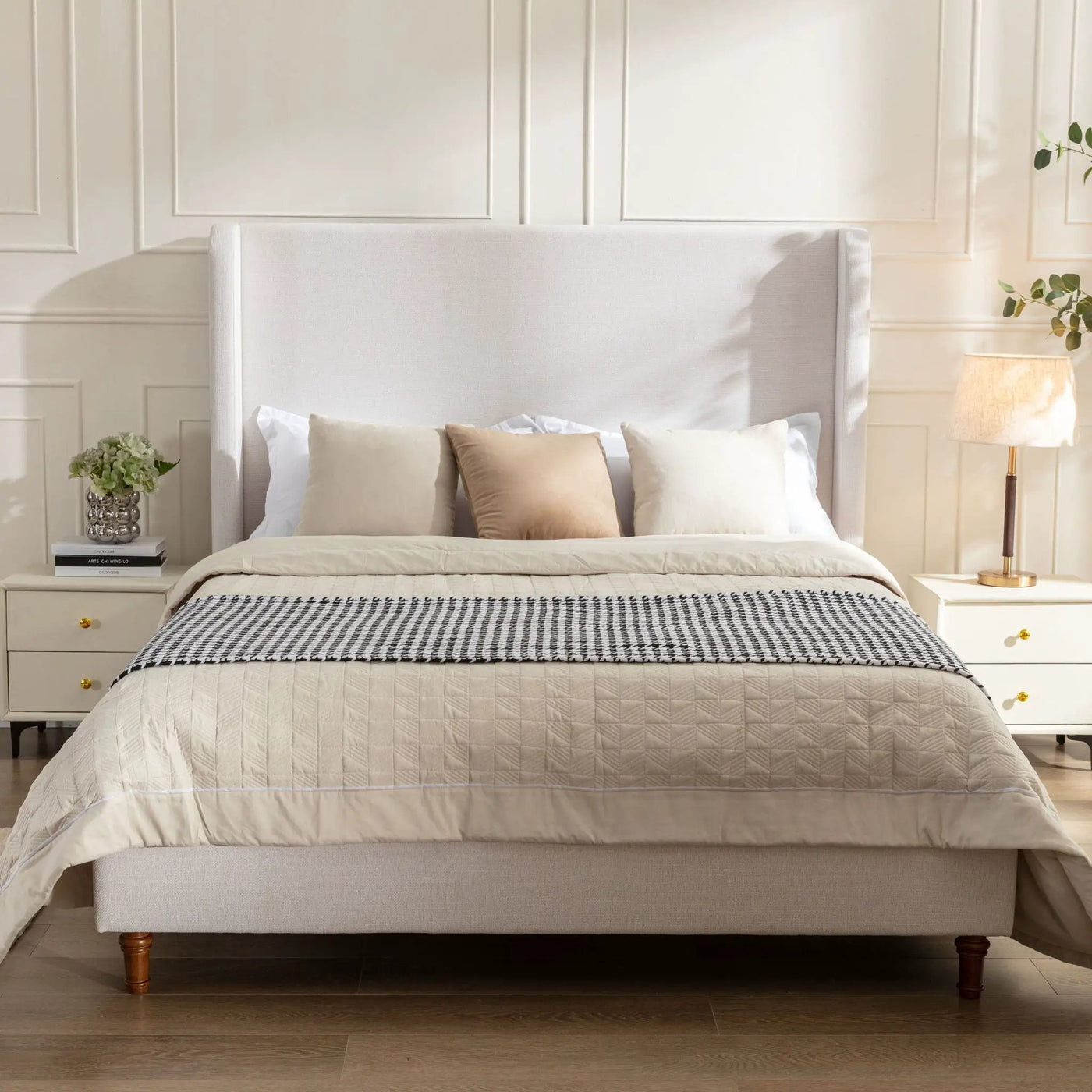 Hayden - Upholstered Wingback Bed With Tall Headboard by Unique Piece Furniture