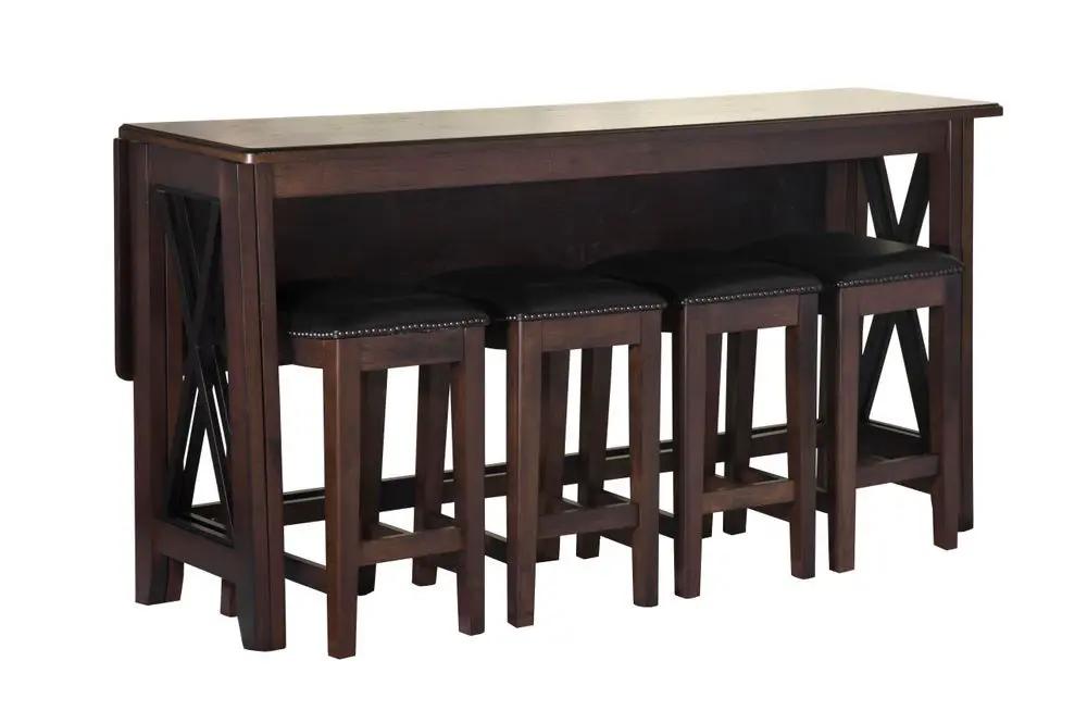Drop Leaf Table With 4 Stools - Dark Brown by Unique Piece Furniture