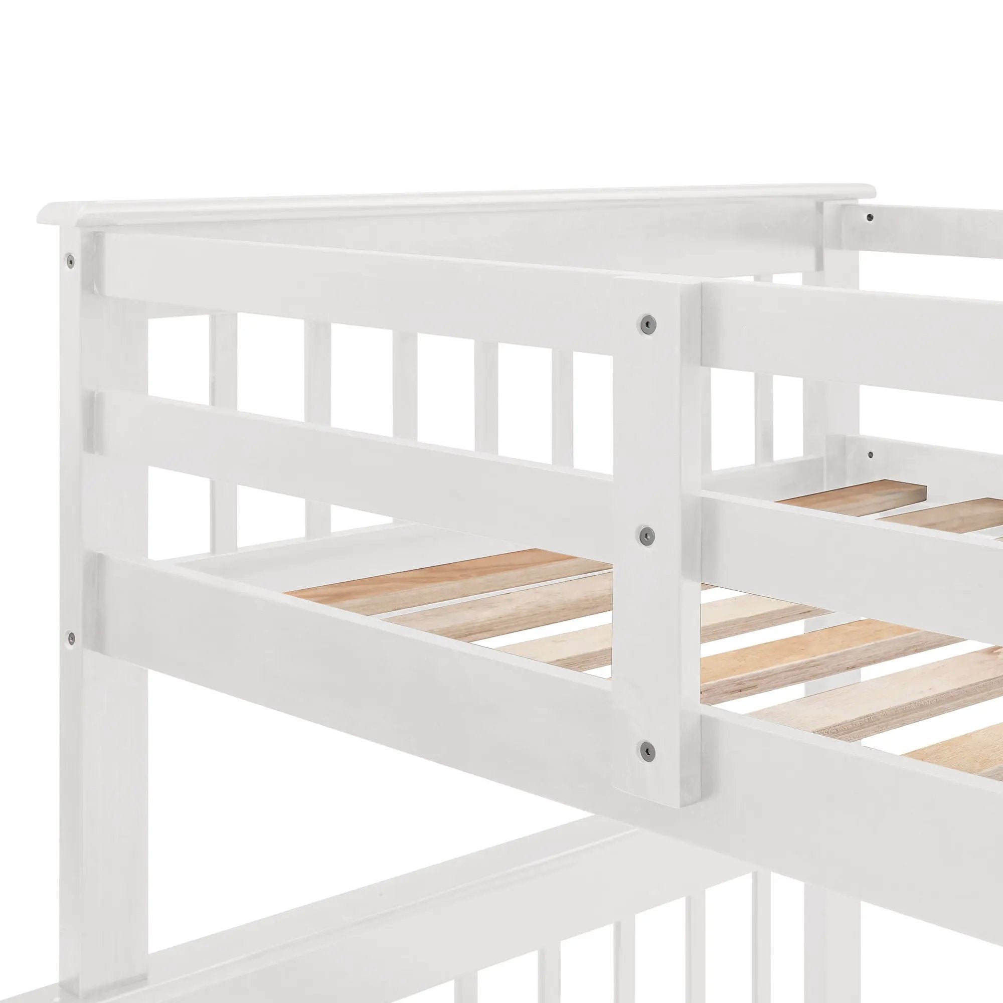 Stairway Bunk Bed With Storage And Guard Rail For Bedroom by HouseOfZazla