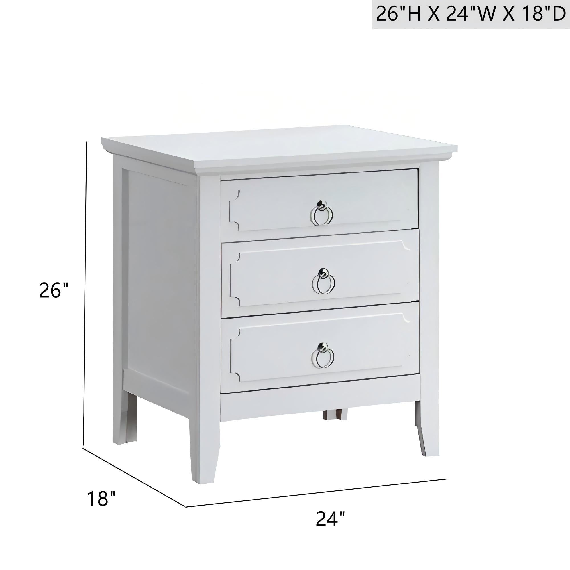 Hammond - 3 Drawer Nightstand - White by HouseOfZazla