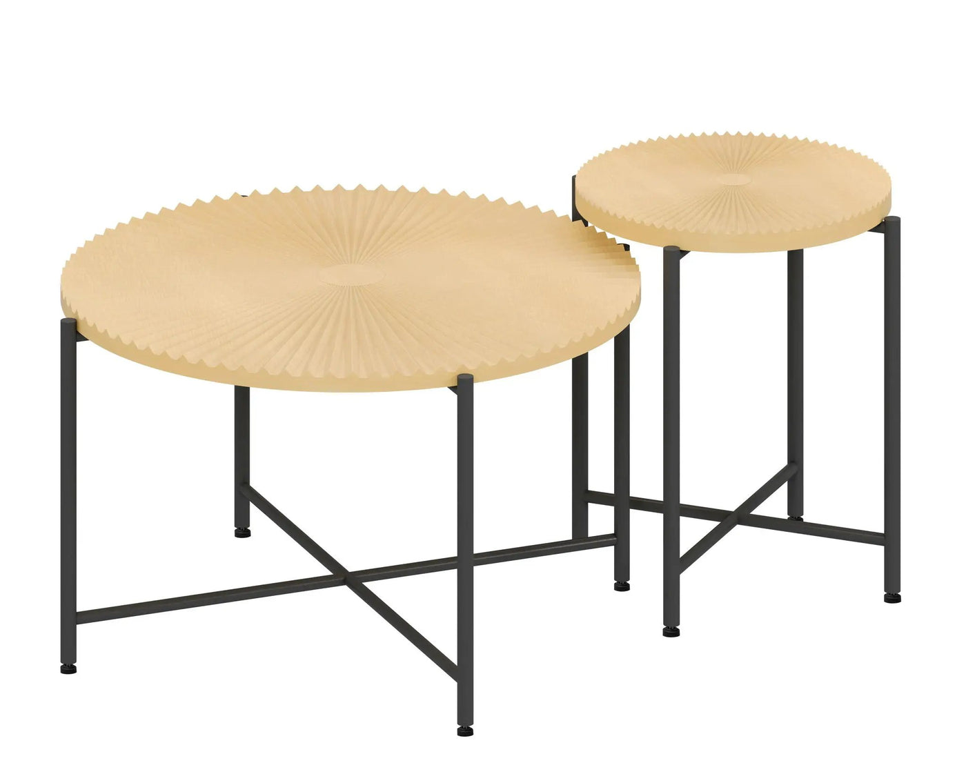Radial - Pattern Coffee And End Table Set Waterproof Cover, Distressed Cylindrical Design (Set of 2) by Unique Piece Furniture