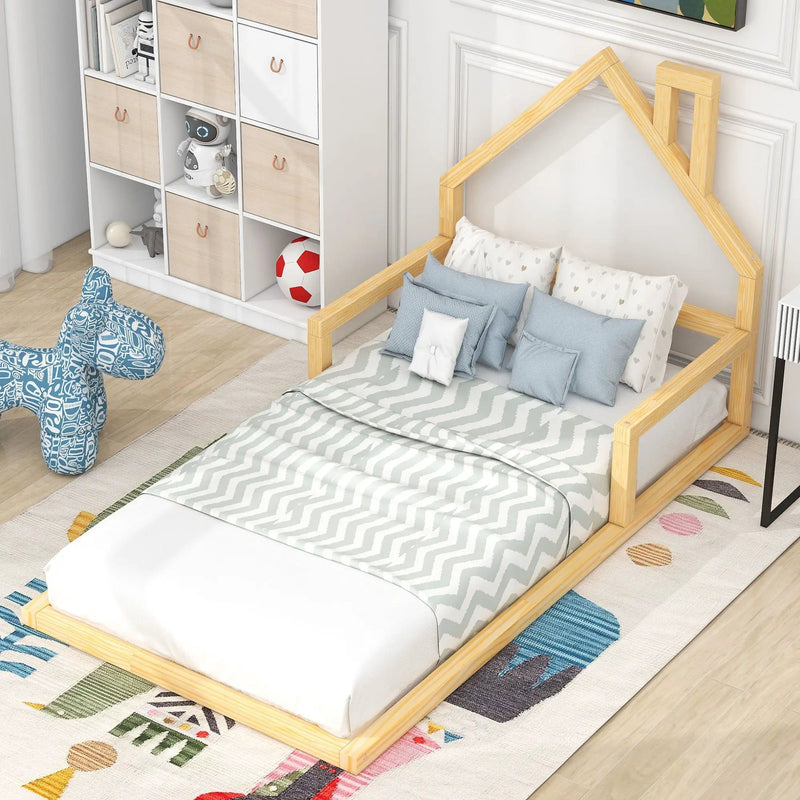 Floor Bed With House Shaped Headboard by Unique Piece Furniture