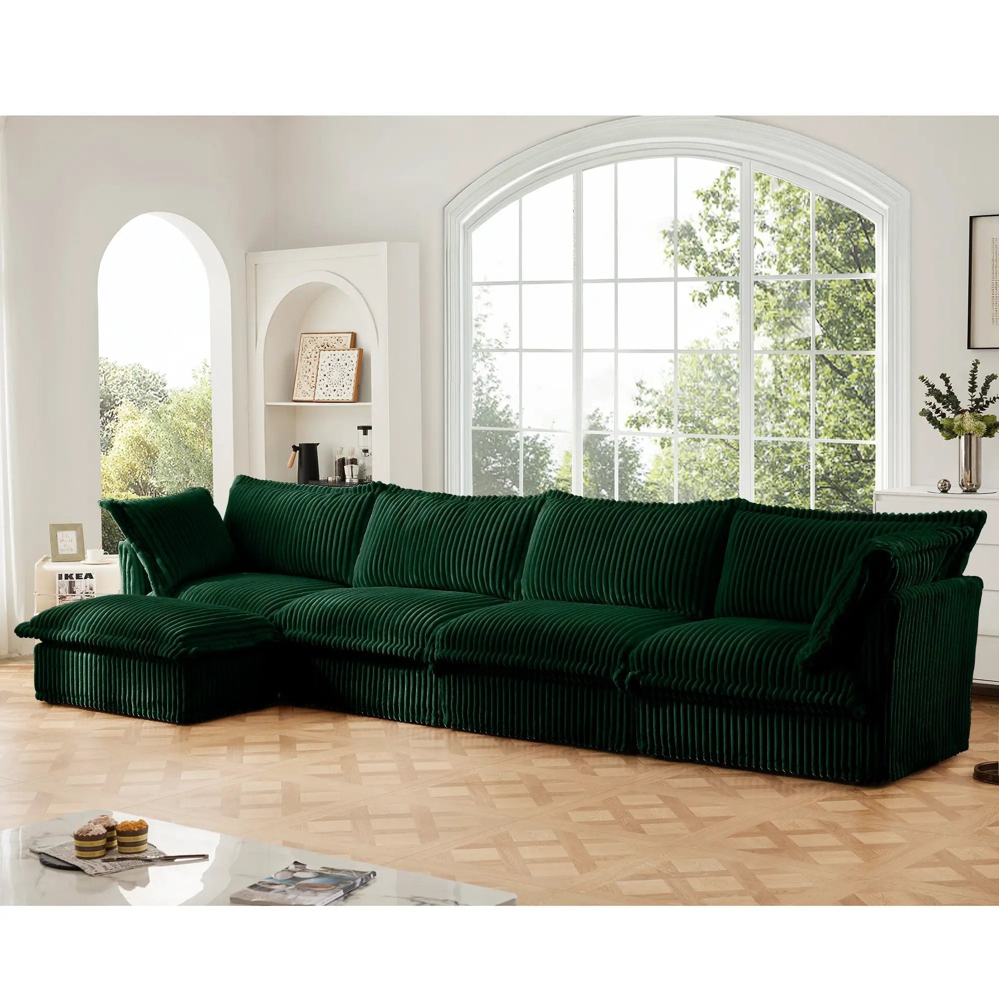 Slipcovered L Shape Sectional Long Sofa Couch by HouseOfZazla