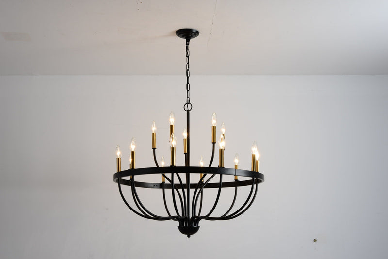 18-Light Industrial Iron Candle Chandelier by HouseOfZazla