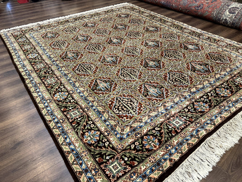 Sino Persian Rug 8x10, Panel Design, Brown, Multicolor, Wool, Cedar Trees by Jewel Rugs