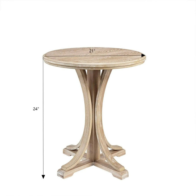 Accent Table Round Rustic Ash Veneer Reclaimed Wheat - Natural by Unique Piece Furniture