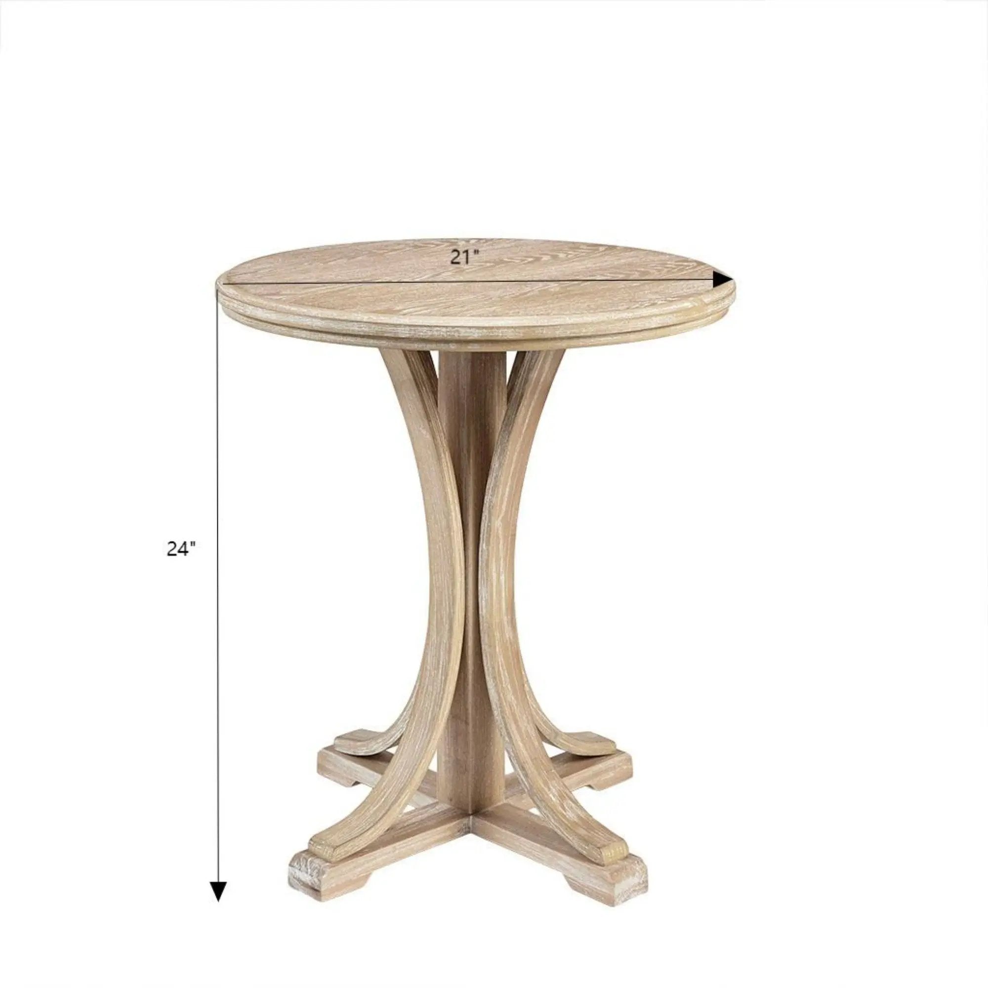 Accent Table Round Rustic Ash Veneer Reclaimed Wheat - Natural by HouseOfZazla