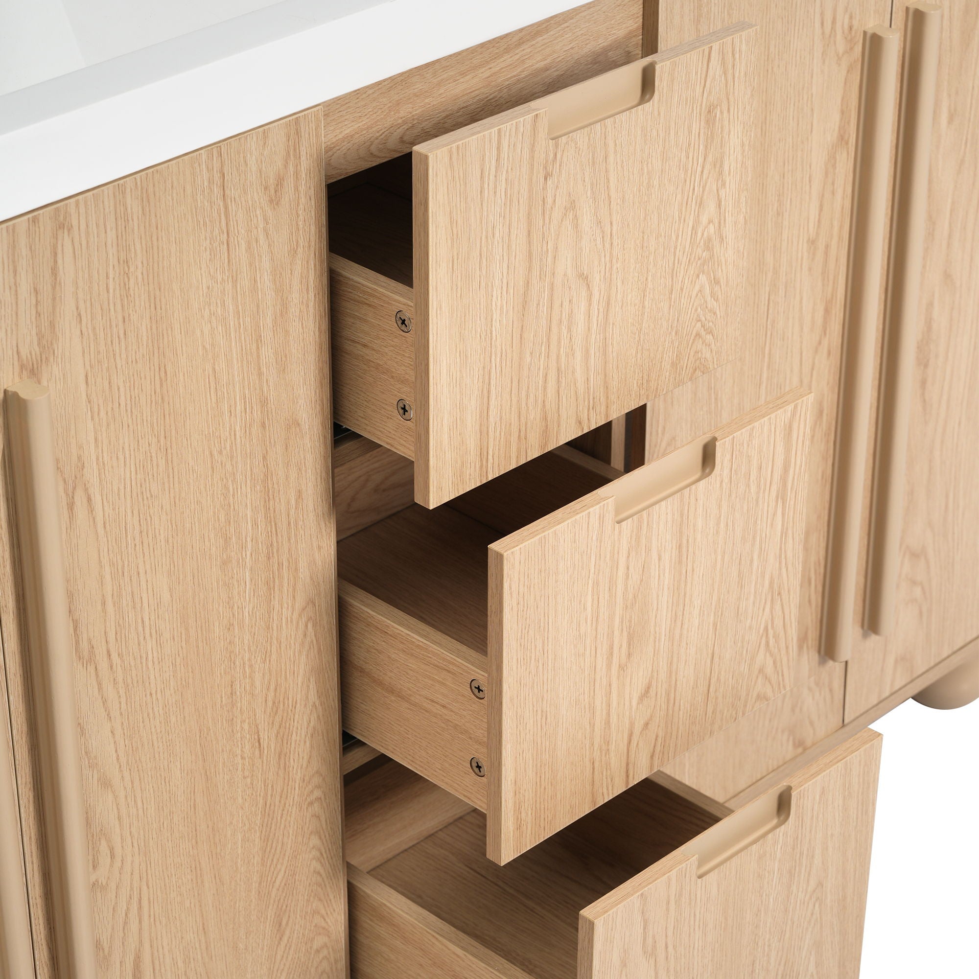 Double Sink Bathroom Vanity With Sinks, Soft Close Doors & 3 Drawers - Wood by HouseOfZazla