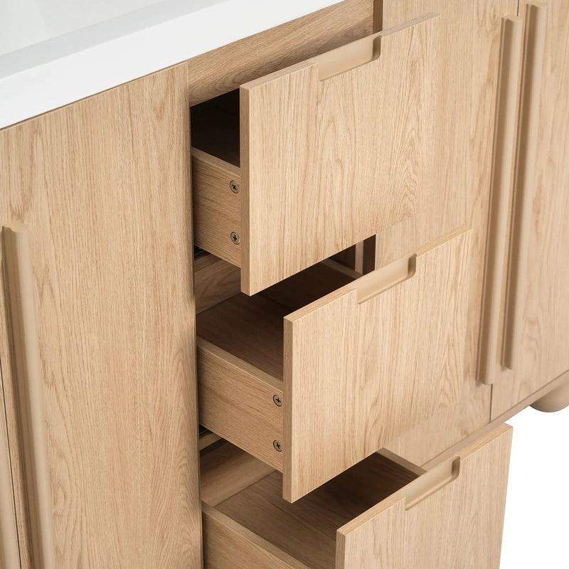 Double Sink Bathroom Vanity With Sinks, Soft Close Doors & 3 Drawers - Wood by HouseOfZazla