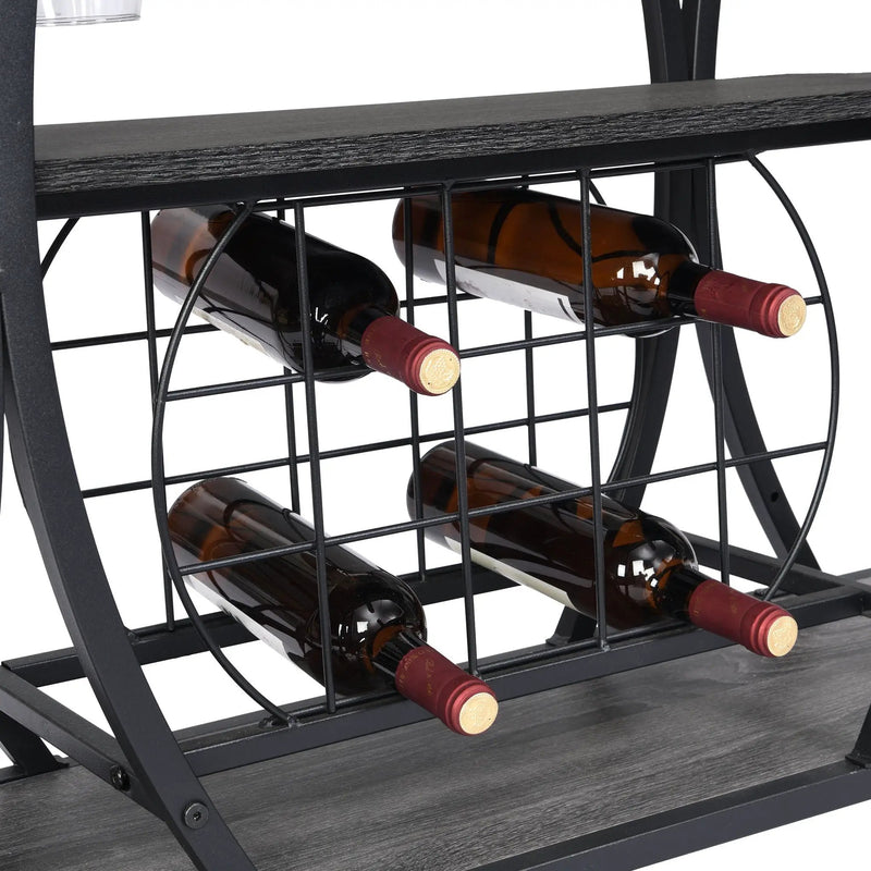 Industrial Bar Cart Kitchen Bar & Serving Cart For Home With Wheels 3 Tier Storage Shelves - Black / Gray by HouseOfZazla