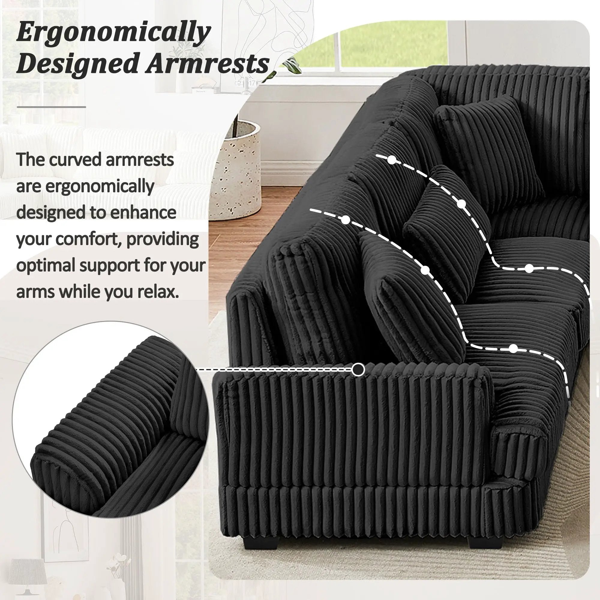 Oversized Sectional Sofa U - Shaped Sofa Couch Modern Sofa Upholstered In Soft With A Chaise Lounge For Living Room by HouseOfZazla