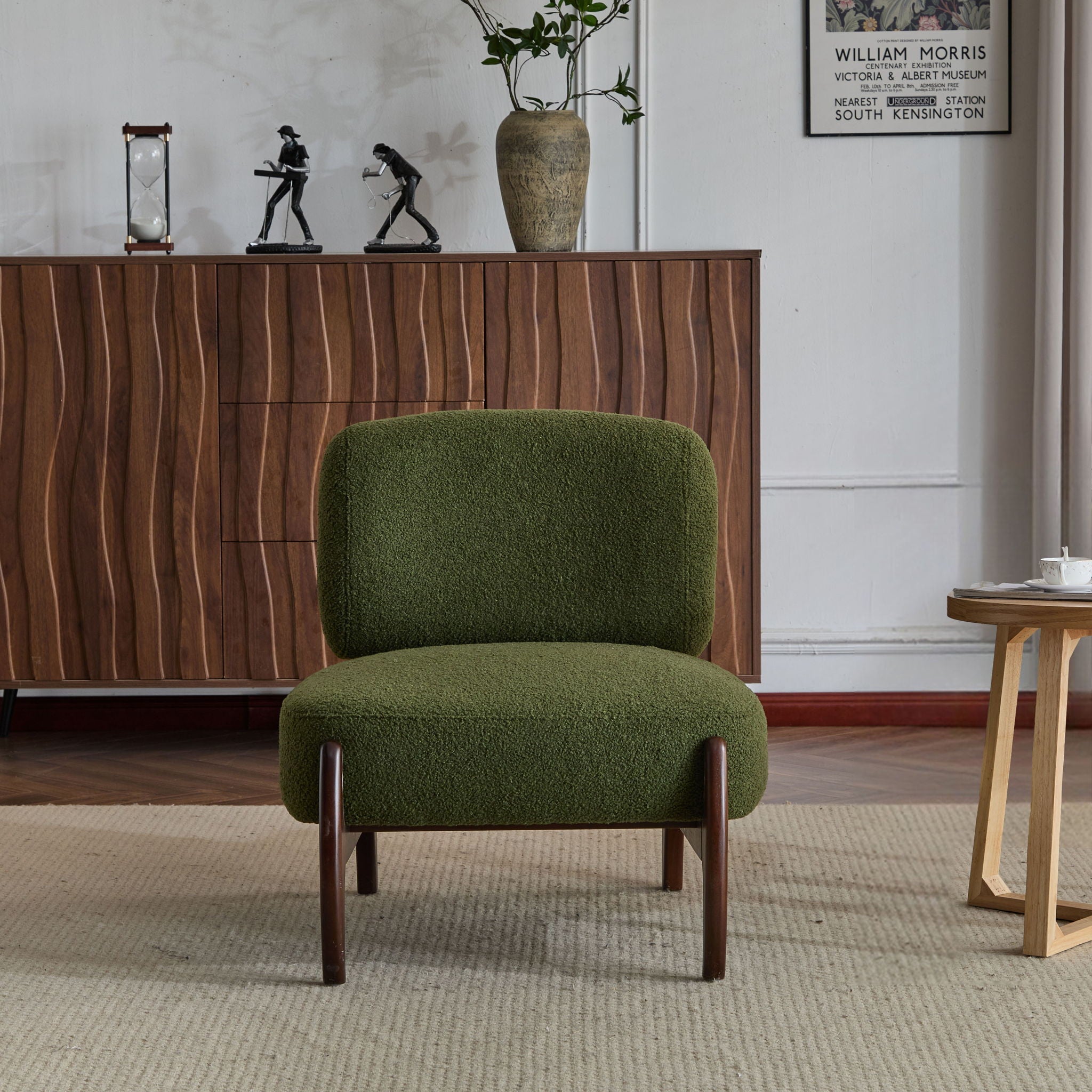 Modern Boucle Lounge Chair With Solid Wood Frame by HouseOfZazla