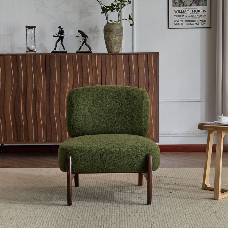 Modern Boucle Lounge Chair With Solid Wood Frame by HouseOfZazla