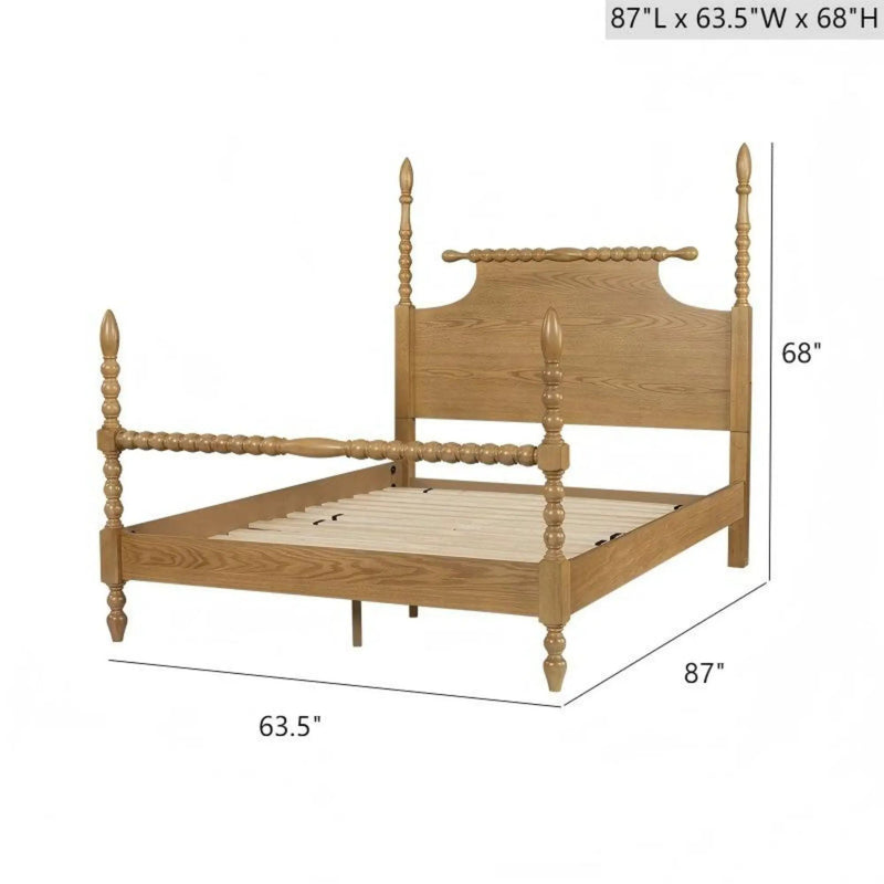 Queen Bed Turned Legs - Natural by Unique Piece Furniture