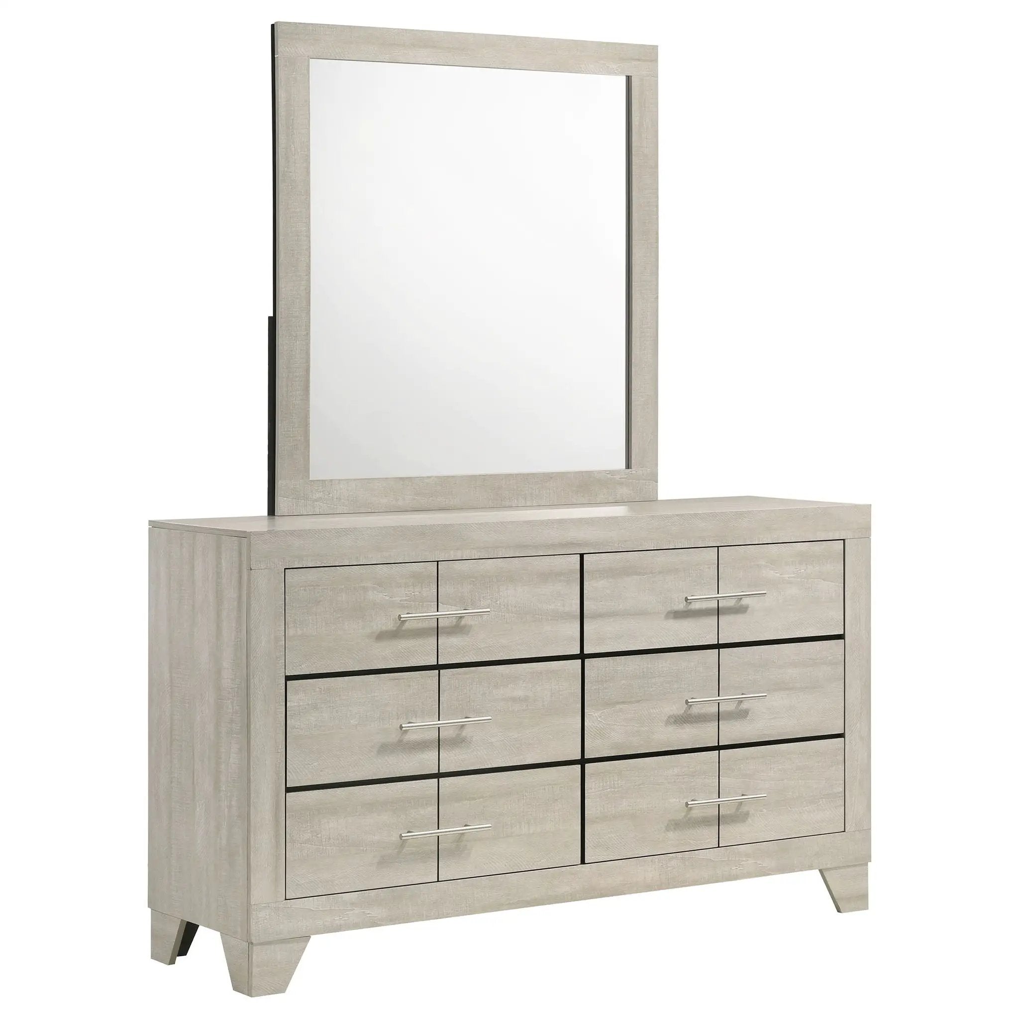 Trenton 6-drawer Bedroom Dresser With Mirror Rustic Cream by Unique Piece Furniture