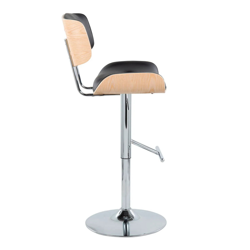 Lombardi - Contemporary Adjustable Barstool With Swivel With Straight T Footrest (Set of 2) by HouseOfZazla