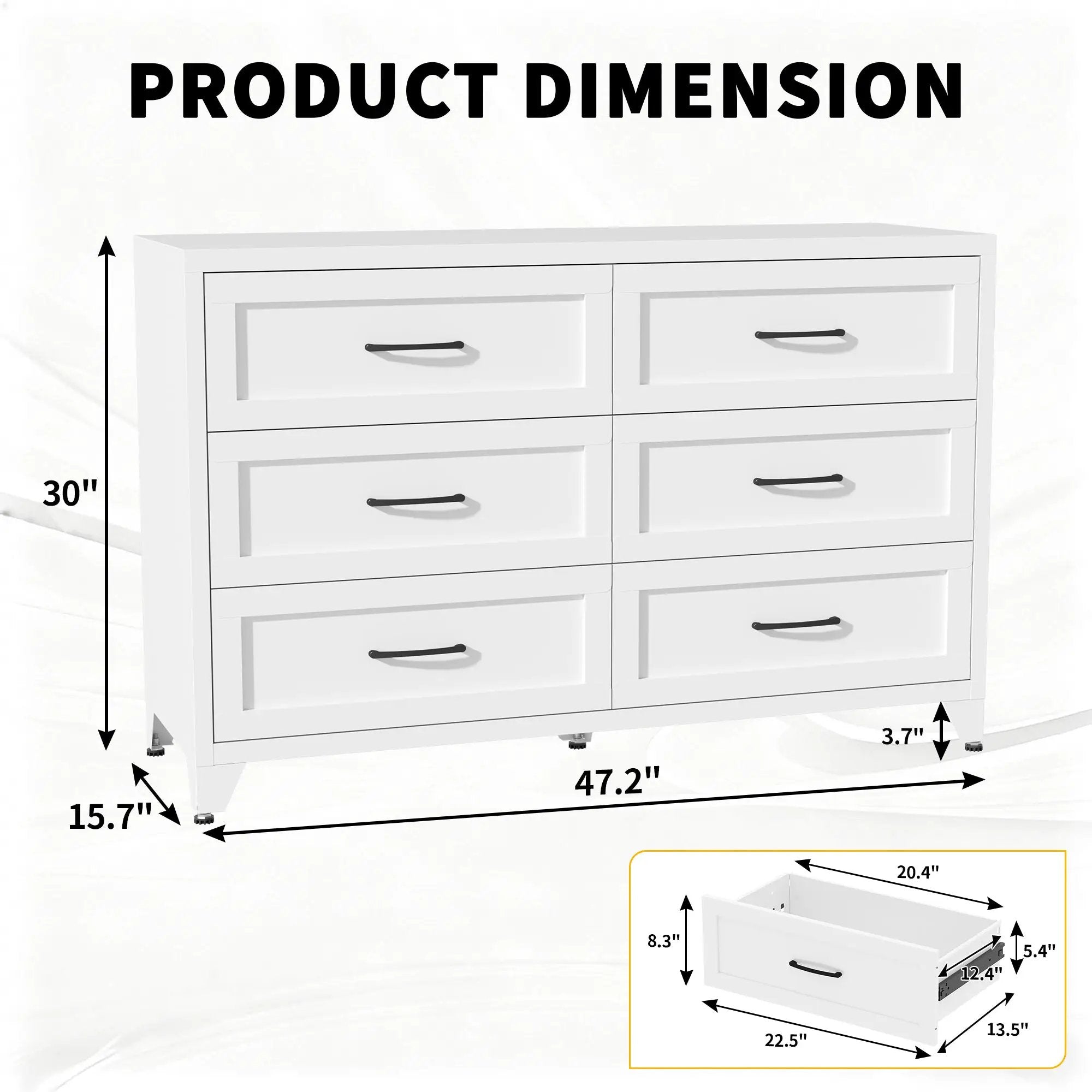 6 Drawer Dresser for Bedroom, Modern Metal Storage Chest by HouseOfZazla