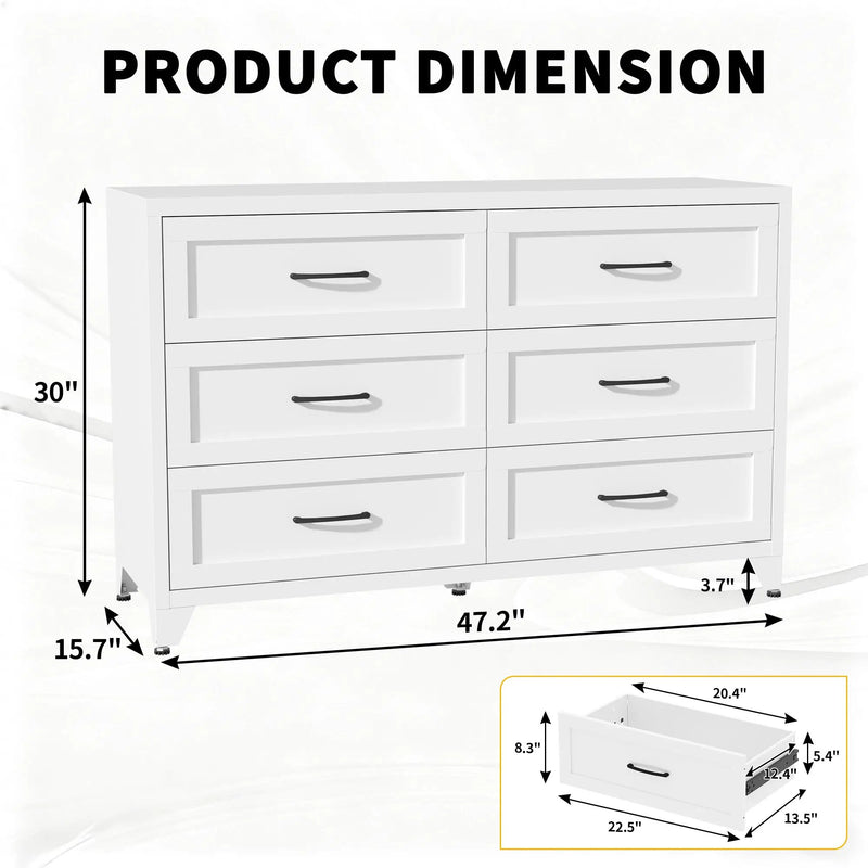 6 Drawer Dresser for Bedroom, Modern Metal Storage Chest by HouseOfZazla