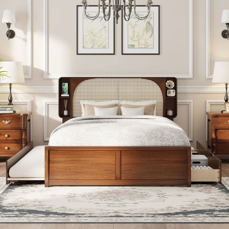 Headboard Bed With 2 Drawers And Trundle by Unique Piece Furniture