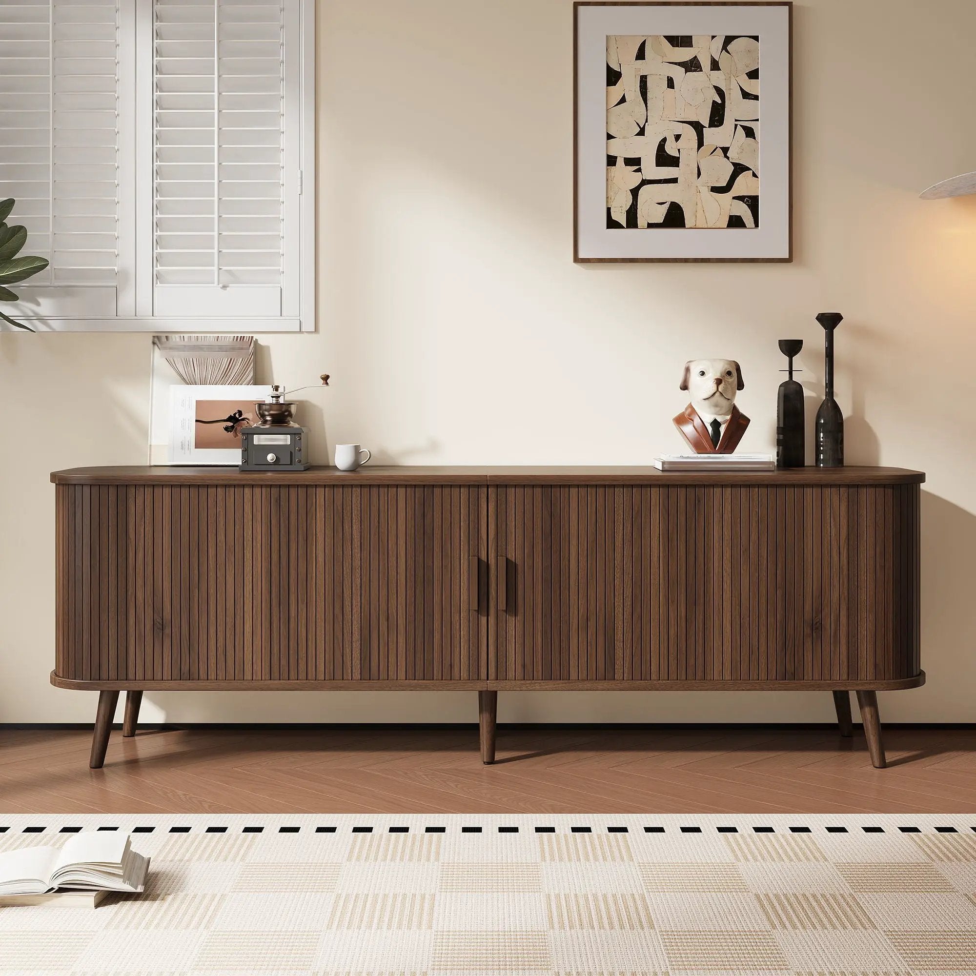 70" TV Stand, Media Center With Ample Storage - Dark Brown by Unique Piece Furniture