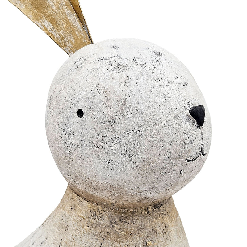 White Magnesium Rabbit Figurine with Gold Iron Ears by HouseOfZazla