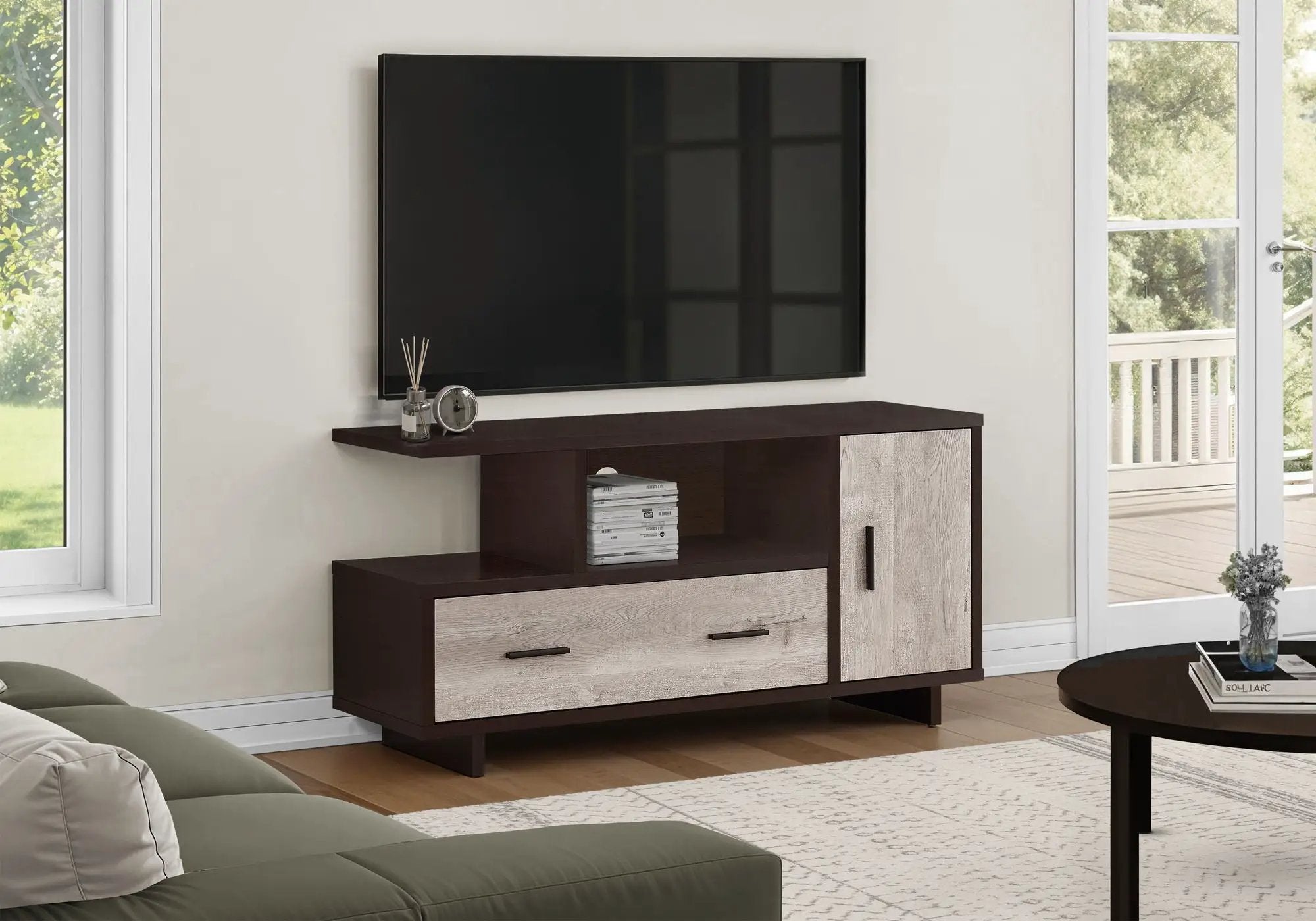 Contemporary TV Stand Console with Storage and Wire Management by HouseOfZazla