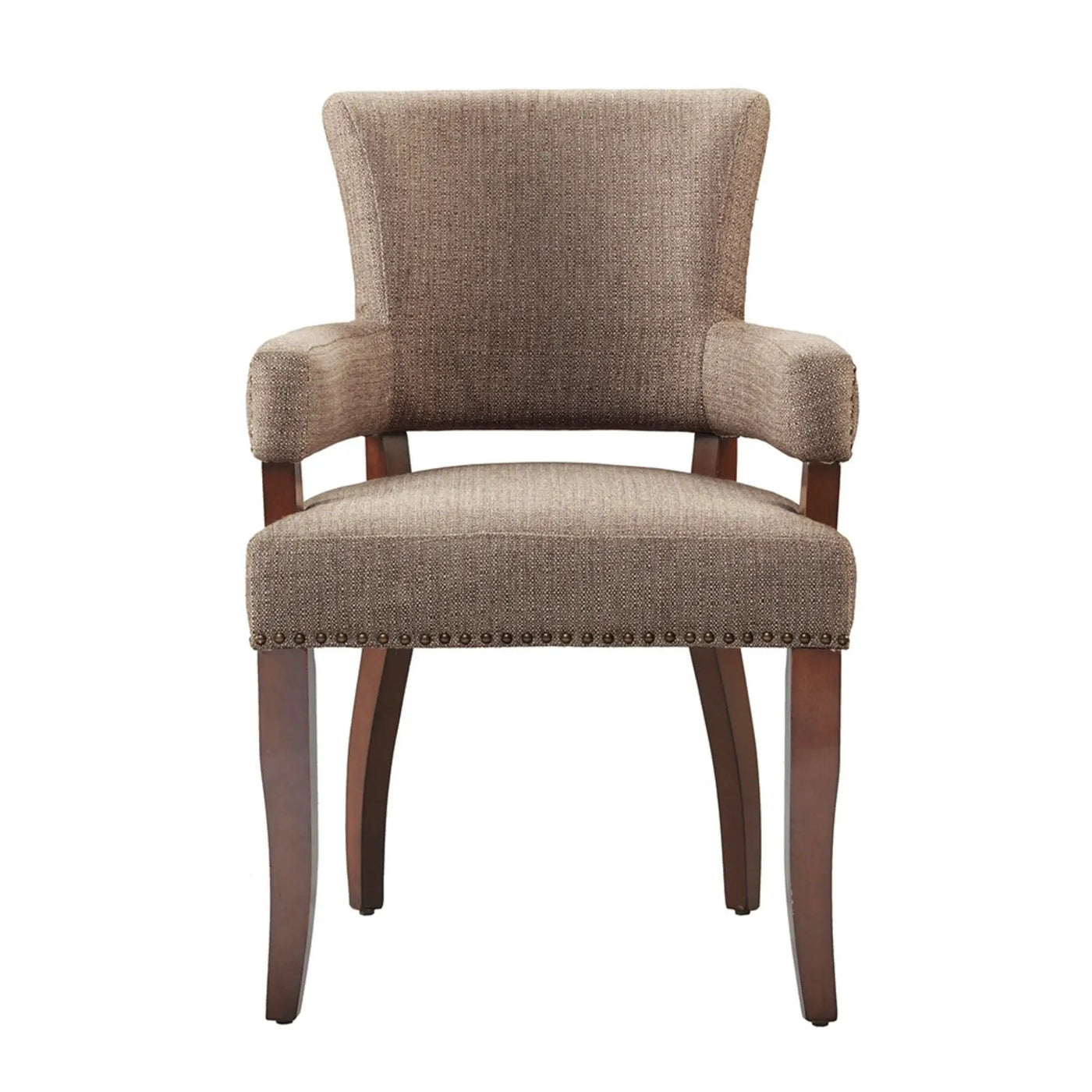 Elegant Arm Dining Chair With Brass Nail Head Detailing by Unique Piece Furniture