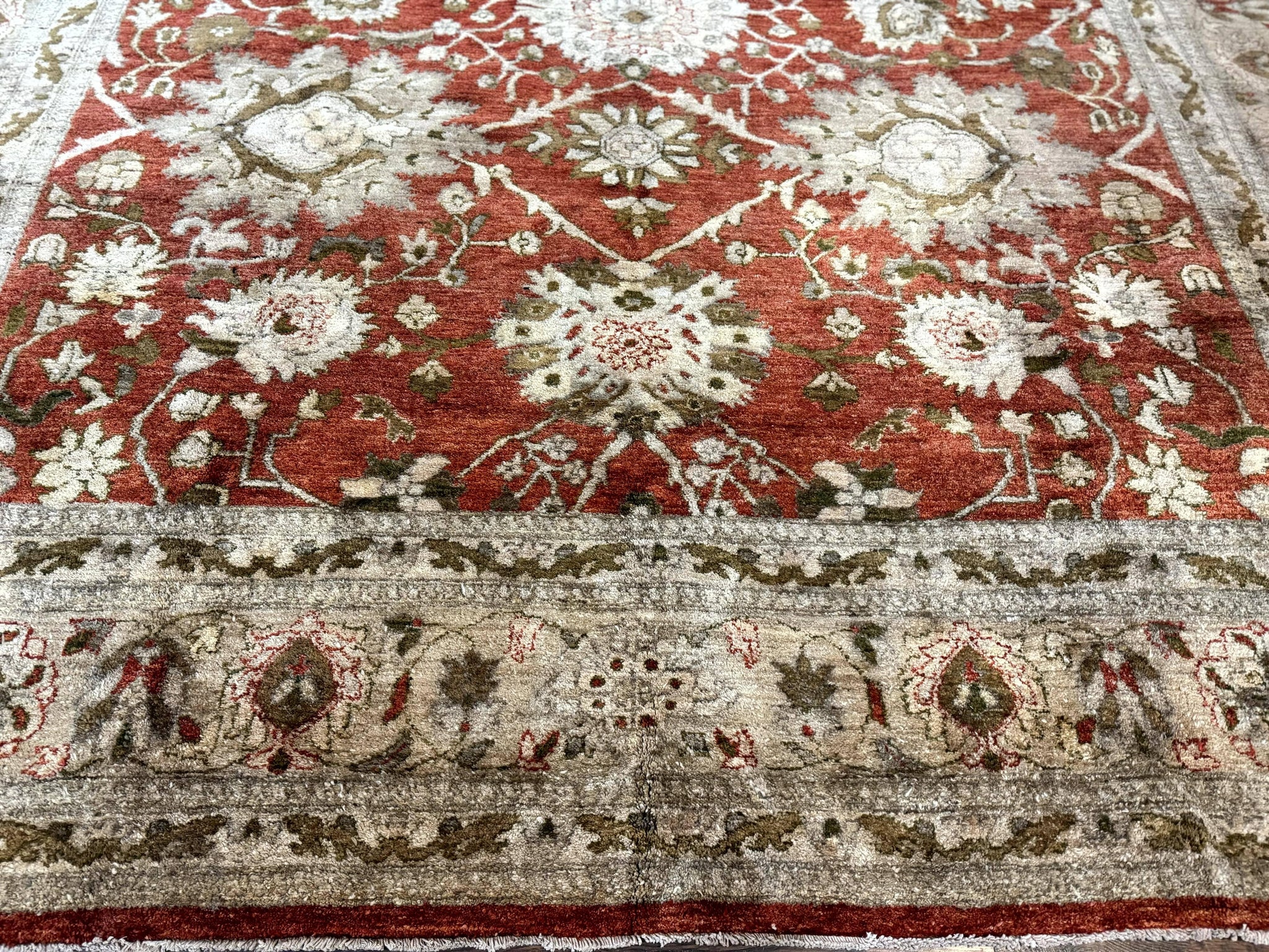 Pakistani Peshawar Rug 10x13, Burnt Orange, Large Handmade Wool Carpet by Jewel Rugs