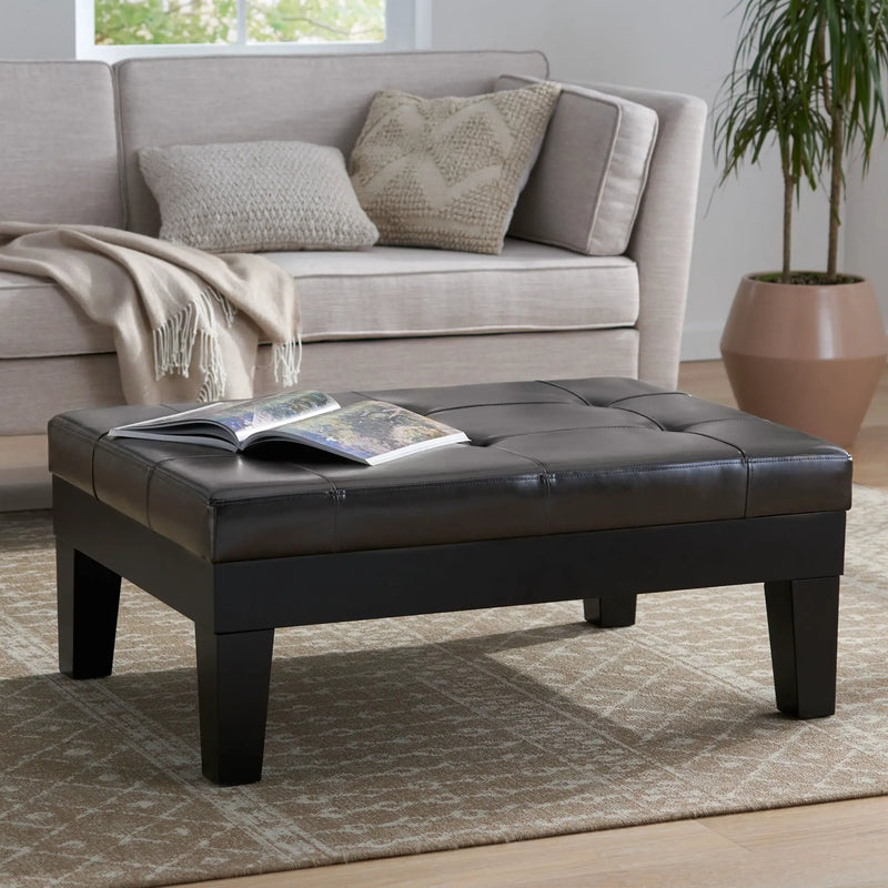 Chatham Ottoman With Drawer Leather Storage Solution - Dark Coffee by HouseOfZazla