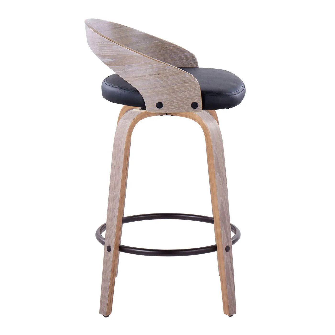 Grotto - Mid Century Modern Fixed Height Counter Stool With Swivel With Round Footrest (Set of 2) by HouseOfZazla